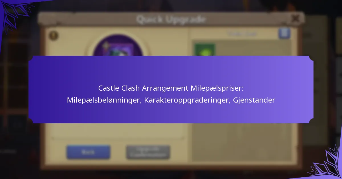 Castle Clash Arrangement Milepælspriser: Milepælsbelønninger, Karakteroppgraderinger, Gjenstander