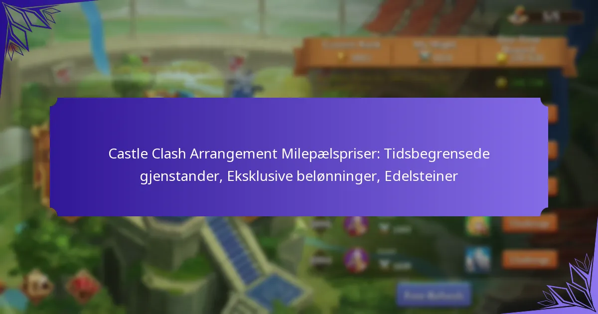 Castle Clash Arrangement Milepælspriser: Tidsbegrensede gjenstander, Eksklusive belønninger, Edelsteiner