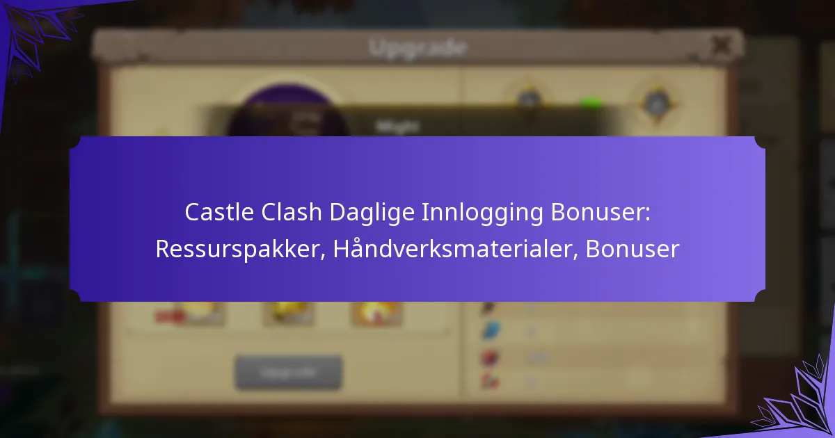 Castle Clash Daglige Innlogging Bonuser: Ressurspakker, Håndverksmaterialer, Bonuser