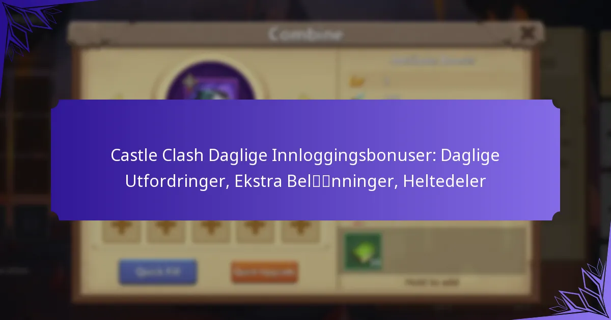 Castle Clash Daglige Innloggingsbonuser: Daglige Utfordringer, Ekstra Belønninger, Heltedeler