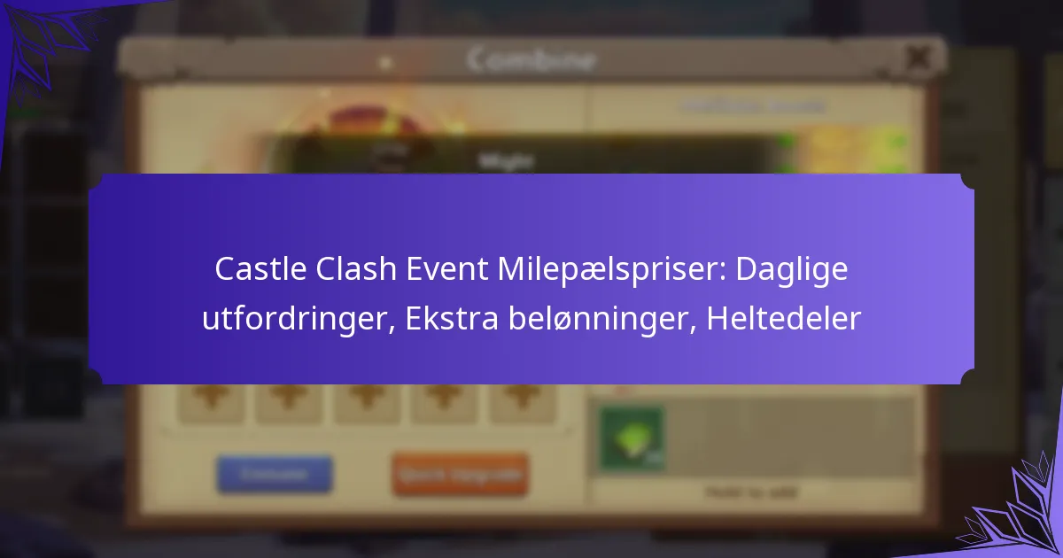 Castle Clash Event Milepælspriser: Daglige utfordringer, Ekstra belønninger, Heltedeler