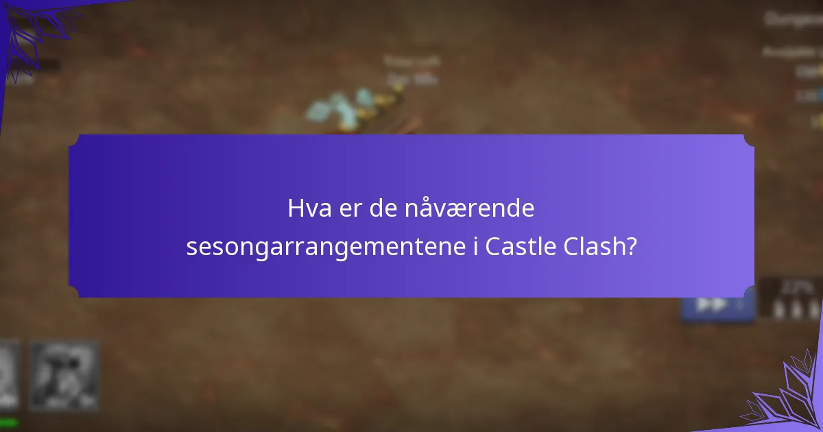 Hva er de nåværende sesongarrangementene i Castle Clash?